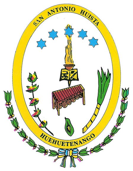 Escudo de San Antonio Huista con una marimba al centro